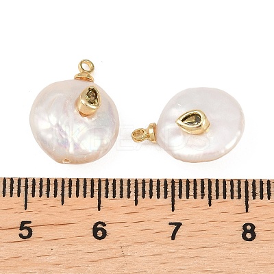 Brass Micro Pave Cubic Zirconia with Natural Pearl Pendants KK-Z146-07B-03-1