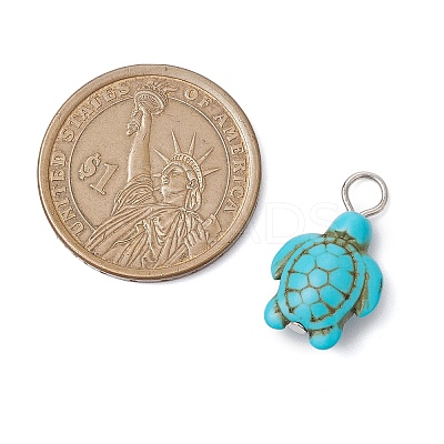 Dyed Synthetic Turquoise Pendants PALLOY-JF02924-01-1