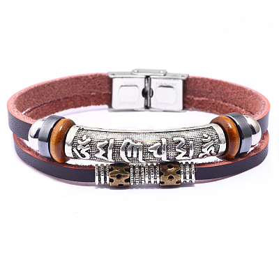 Leather Cord Multi-strand Bracelets BJEW-F352-13M-1
