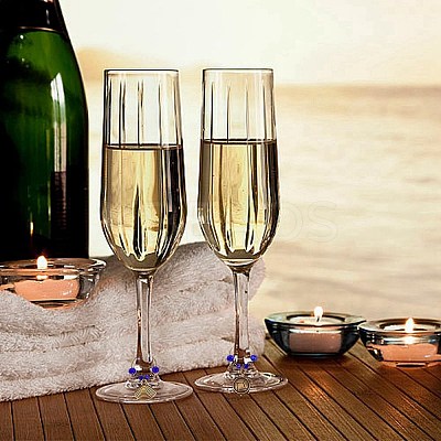 Alloy & Glass Bead Wine Glass Charms AJEW-GO00022-1