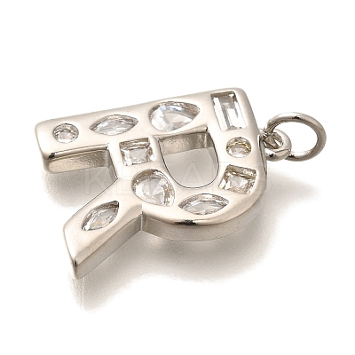 Brass Micro Pave Clear Cubic Zirconia Pendants KK-G521-01P-R-1