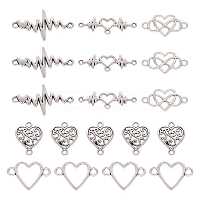 100Pcs 5 Style Tibetan Style Zinc Alloy Links Connectors FIND-LS0001-40AS-1