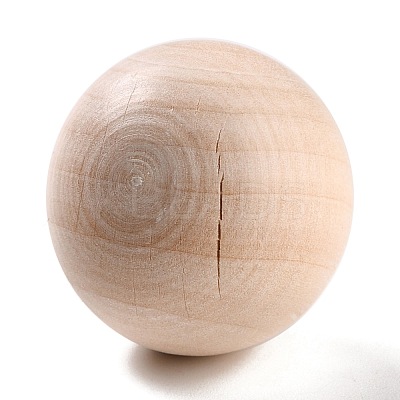 (Defective Closeout Sale: Crack)Natural Wooden Round Ball WOOD-XCP0001-29-1