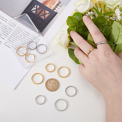 304 Stainless Steel Flat Plain Band Rings STAS-UN0017-91P-1