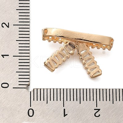 Rack Plating Brass Clear Cubic Zirconia Bowknot Connector Charms KK-H508-24KCG-1