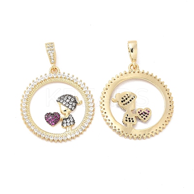 Brass Micro Pave Cubic Zirconia Pendants KK-H441-33G-1