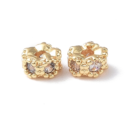 Brass Micro Pave Cubic Zirconia Spacer Beads KK-I702-46A-1