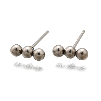 Tarnish Resistant 201 Stainless Steel Beaded Horizontal Bar Stud Earrings with 316 Stainless Steel Pin for Women STAS-K238-01P-1