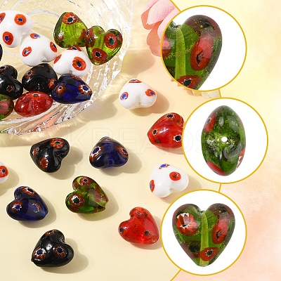 24Pcs 5 Colors Handmade Millefiori Glass Beads LAMP-FS0001-36-1
