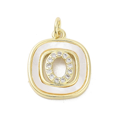 Rack Plating Brass Micro Pave Clear Cubic Zirconia Pendants KK-E102-33G-O-1