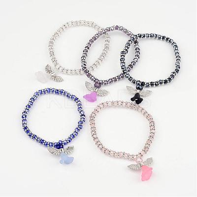 Glass Beaded Charm Bracelets BJEW-JB02309-1