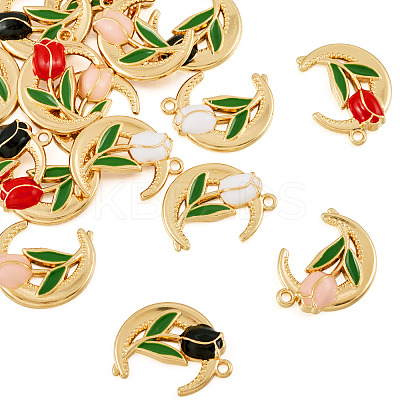 16Pcs 4 Colors Alloy Enamel Pendants ENAM-TA0002-29-1