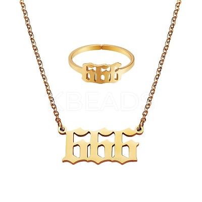 Number Pendant Necklace & Open Cuff Ring JX200A-1
