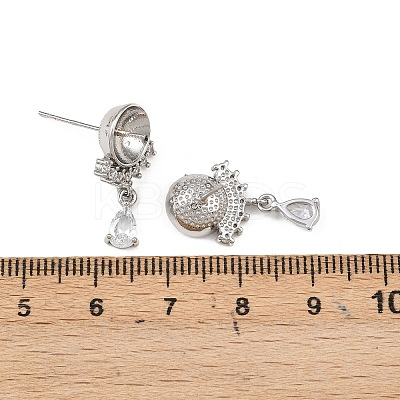 Brass Micro Pave Clear Cubic Zirconia Teardrop Stud Earring Findings KK-H524-07P-1