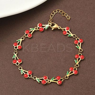 304 Stainless Steel Enamel Link Bracelets for Women BJEW-K226-16G-1