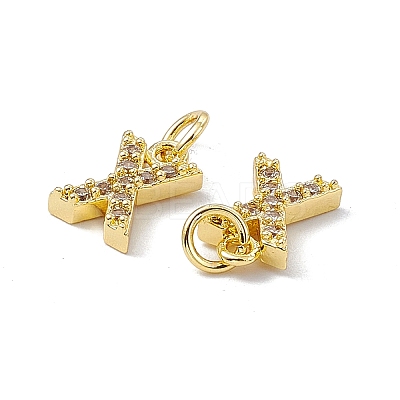Real 18K Gold Plated Brass Micro Pave Clear Cubic Zirconia Charms KK-E068-VB452-X-1