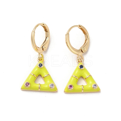 Triangle Real 18K Gold Plated Brass Dangle Leverback Earrings EJEW-L268-030G-02-1