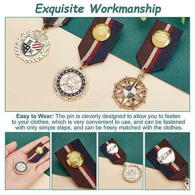 3Pcs 3 Style Sun & Shield & Leaf Retro British Preppy Style Alloy with Iron Pendant Lapel Pins FIND-GA0002-77-1