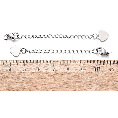 304 Stainless Steel Chain Extender with Heart Charms STAS-G383-03P-1