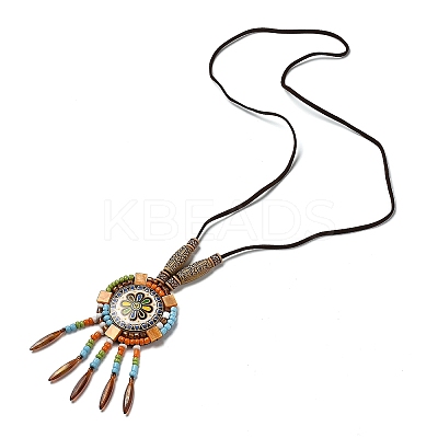 Retro Style Glass & Acrylic & CCB Beads Pendant Necklaces NJEW-Q349-01A-1