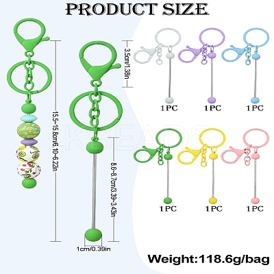 6Pcs 6 Colors Spray Painted Alloy Bar Beadable Keychain for Jewelry Making DIY Crafts KEYC-CJ0001-09-1