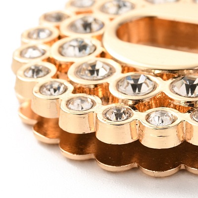 Flat Round Zinc Alloy with Rhinestones Bag Twist Lock Clasps PALLOY-A068-03LG-1