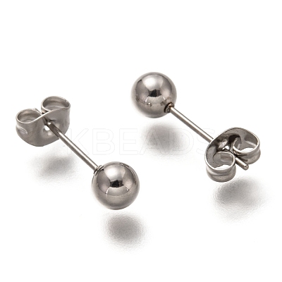Non-Tarnish 304 Stainless Steel Ball Stud Earrings STAS-H136-07B-P-1