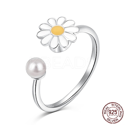 Rhodium Plated 925 Sterling Silver Open Finger Rings RJEW-A019-50P-1