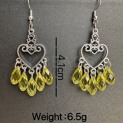 Vintage Heart with Teardrop Alloy Chandelier Earrings RJ4160-1