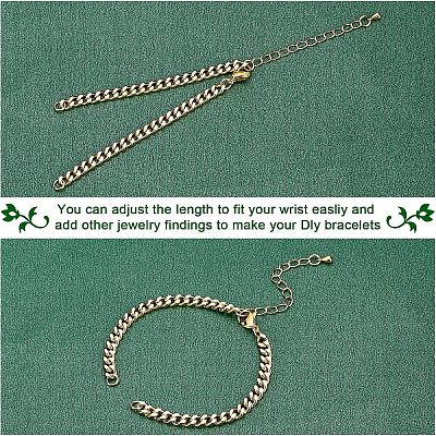 8Pcs Two Tone Handmade Brass Curb Chain Bracelet Makings KK-NB0002-63-1