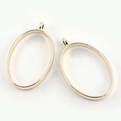 Rack Plating Alloy Oval Open Back Bezel Pendants PALLOY-S047-26E-FF-1