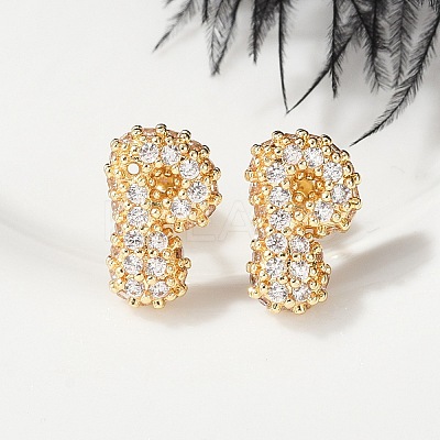 Brass Micro Pave Cubic Zirconia Stud Earrings EJEW-Z091-04G-P-1