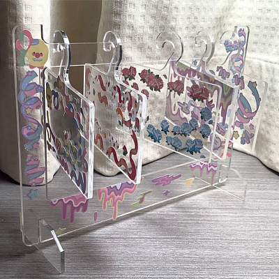 Transparent Acrylic Mini Photocard Hanger Rack ODIS-WH0002-47-1
