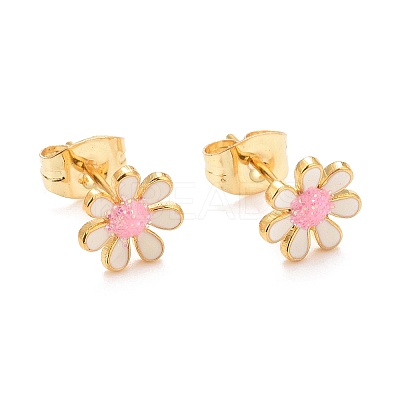 304 Stainless Steel Enamel Stud Earrings EJEW-B009-18G-04-1