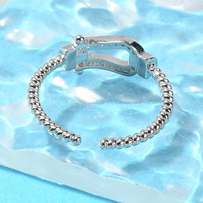 Brass Micro Pave Clear Cubic Zirconia Open Cuff Rings for Women RJEW-R005-06P-1