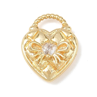 Brass Micro Pave Clear Cubic Zirconia Pendants KK-G545-14G-1