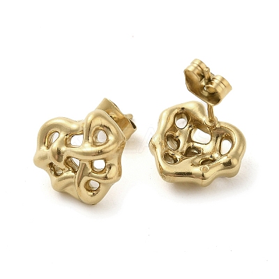 Ion Plating(IP) 304 Stainless Steel Studs Earrings EJEW-K277-02G-1