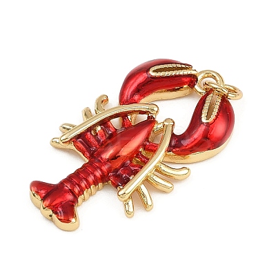 Brass Red Enamel Pendants KK-C116-03A-G-1