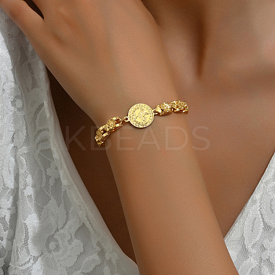 Vintage Hollow Flower Real 18K Gold Plated Brass Link Bracelets for Women UR7658-1