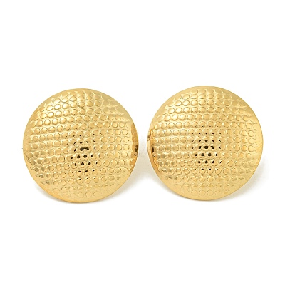 Ion Plating(IP) Flat Round 304 Stainless Steel Stud Earrings for Women EJEW-G400-34G-1