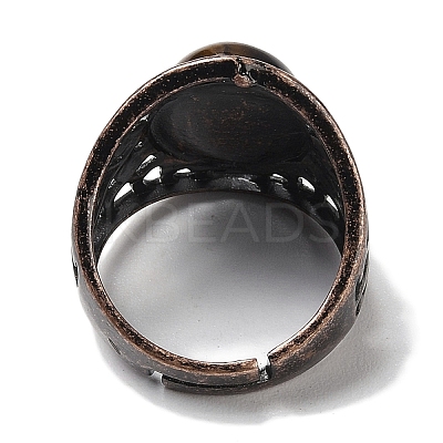 Natural Tiger Eye Oval Adjustable Rings RJEW-K271-06R-22-1
