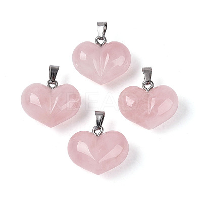 Natural Rose Quartz Chunky Pendants G-T143-19C-1