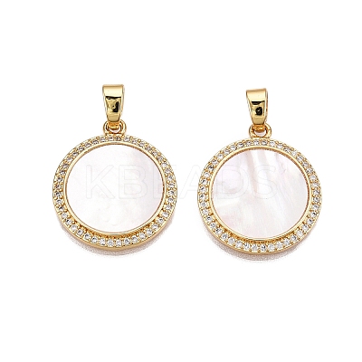 Brass Micro Pave Clear Cubic Zirconia Pendants KK-N254-191G-1