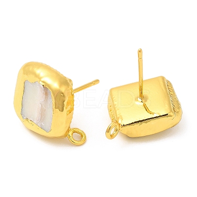 Natural Pearl Stud Earring Findings KK-M251-01G-1