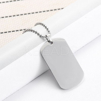 304 Stainless Steel Blank Military Dog Tag Pendant Necklaces JF4506-2-1