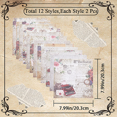 12Pcs 12 Patterns Floral Scrapbook Paper Pads DIY-WH0430-010-1