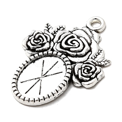 Tibetan Style Alloy Pendant Cabochon Settings TIBEP-5199-AS-LF-1