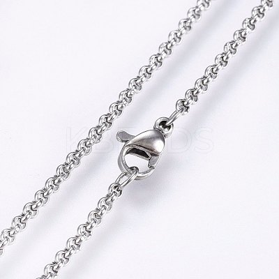 Non-Tarnish 304 Stainless Steel Rolo Chain Necklaces NJEW-F221-04P-1