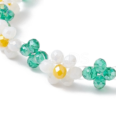 Flower Glass Beaded Bracelets for Women BJEW-TA00626-1