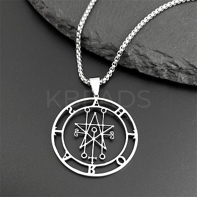 201 Stainless Steel Demonic Symbol Pentagram Pendant Necklaces FS-WG4F203-01-1